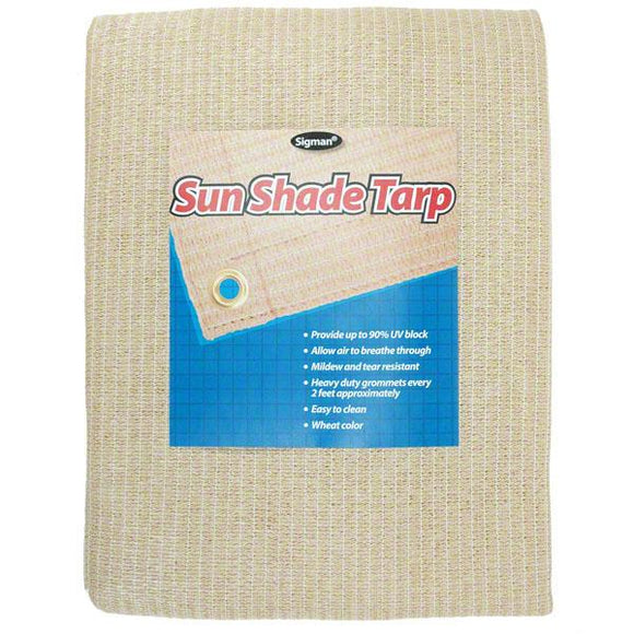 Sigman 8' x 10' Sun Shade Mesh Tarp - Made of Coolaroo 90% UV Shading Mesh - Wheat Color