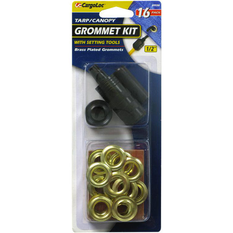 Grommet Tool Kit - Tarp Grommet Tools with Brass Plated Steel Grommets