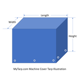 48" x 48" x 36" Heavy Duty Machine Cover - Five-Sided Snug-Fitting Tarp - Finished Size