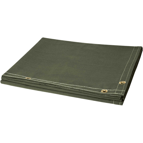 6' x 10' Welding Curtain - 12 oz Flame Retardant Canvas Duck - Olive Green