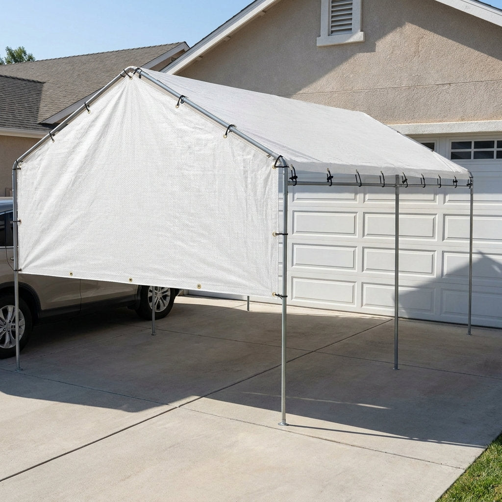 Sigman 8' x 20' Heavy Duty White Tarp - 10 mil Woven Poly