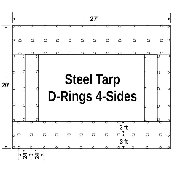 Sigman 6 ft Steel Tarp 27' x 20' 18 OZ Vinyl Coated Polyester