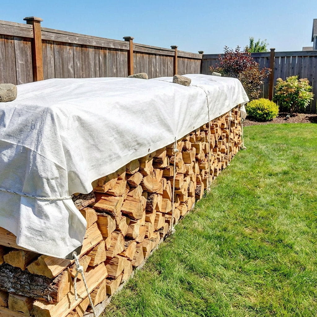 Sigman 40' x 40' Heavy Duty White Tarp - 10 mil Woven Poly