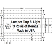 8' Drop Flatbed Lumber Tarp Lightweight 27' x 24' - 18/14 oz Vinyl - Made in USA