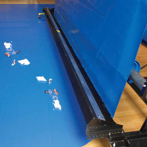 Self Cleaning Brush Attachment to Gym Floor Cover Rack