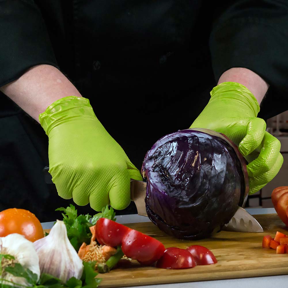 Clearance - Gloveworks Green Nitrile Gloves Disposable Heavy Duty - Latex Free Gloves - Powder Free - 100-Pack - GWGN