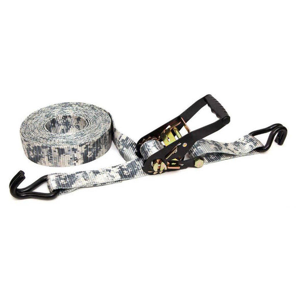 CargoLoc Camo Ratchet Truck Tie Down with J Hook - 2 Inch x 27 Feet