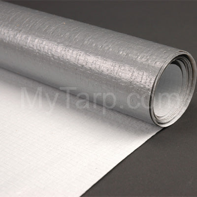 Sample Swatch - Silver White Poly Tarp Fabric - 7 oz