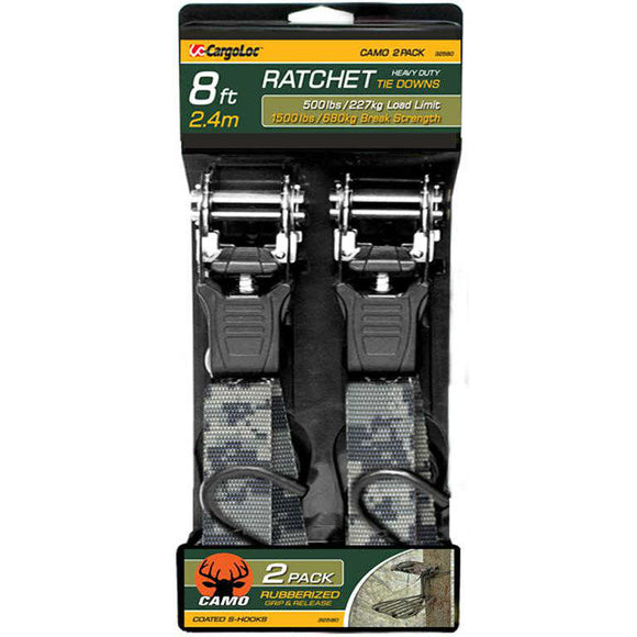 CargoLoc Camo Ratchet Tie Downs 32580 - 1 in x 8 ft. - 2-Pack