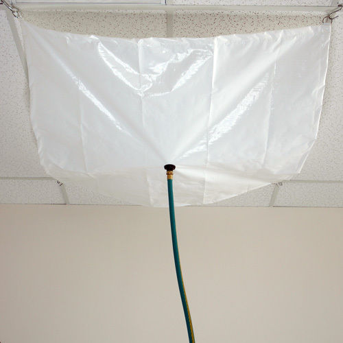 Sigman 4' x 4' Drain Tarp - Roof Ceiling Leak Diverter Tarp - White Poly
