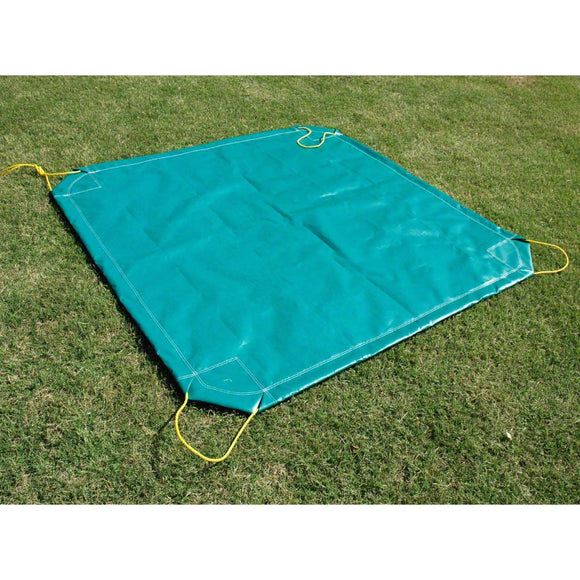 Sigman 9' x 9' Drawstring Leaf Tarp - Yard Tarp with Handles - 10 oz Vinyl Coated Polyester - Green - Made in USA