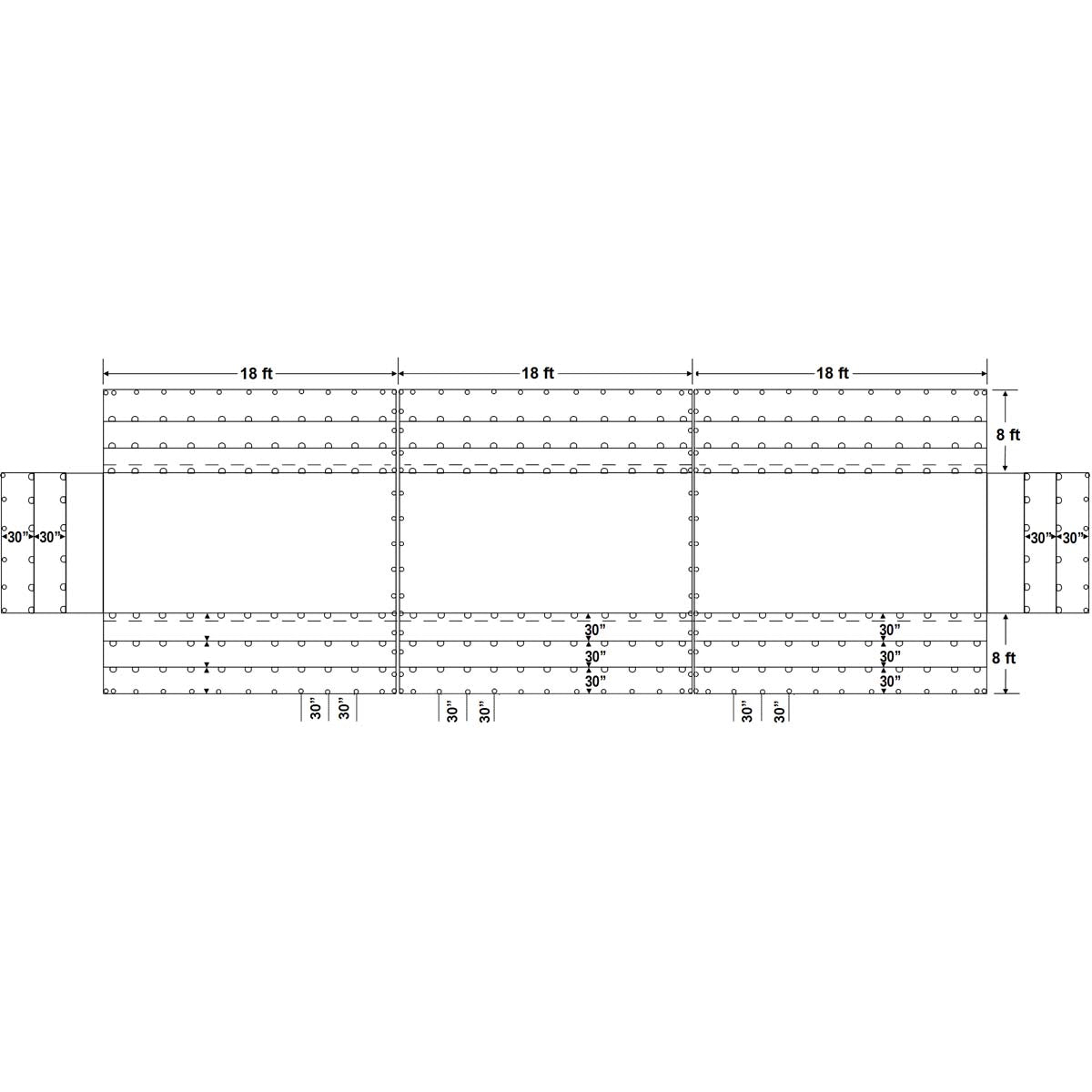 Sigman 8' Drop 3-Piece Flatbed Lumber Tarp Heavy Duty - 3-Piece Set - 18 oz Vinyl Coated Polyester - 3 Rows D-Rings