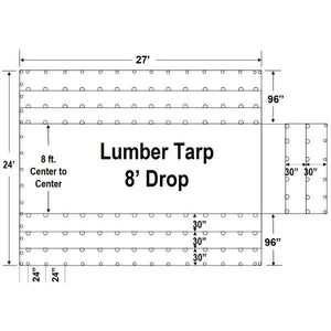 Sigman 8' Drop Lightweight Flatbed Tarp 27' x 24' - Airbag Fabric Side Walls