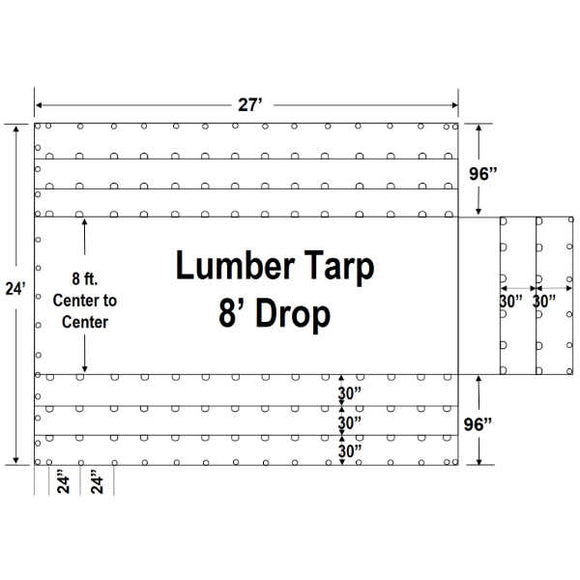 Sigman 8' Drop Lightweight Flatbed Tarp 27' x 24' - Airbag Fabric Side Walls