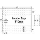 Sigman 8' Drop Flatbed Lumber Tarp Heavy Duty 27' x 24' - 18 oz Vinyl Coated Polyester - 3 Rows D-Rings