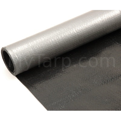 Sample Swatch - Silver Black Poly Tarp Fabric - 7 oz
