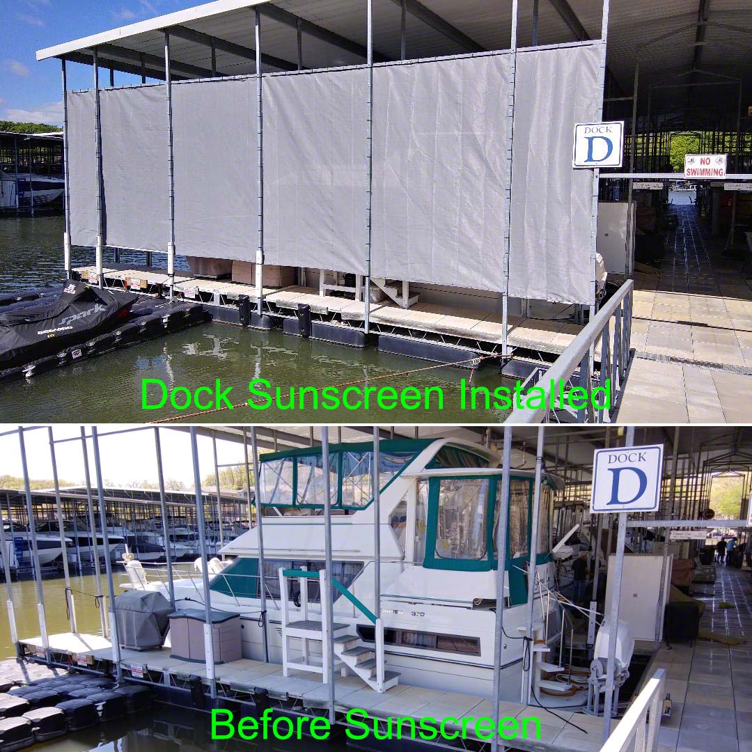 6' x 10' Boat Dock Sun Shade Curtain - 86% UV Mesh - Grommet Every 1 ft - Made in USA