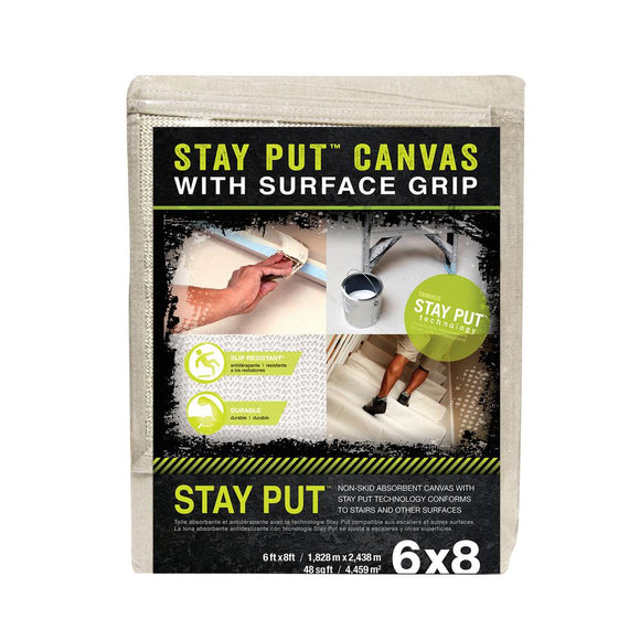 Stay Put 6' x 8' Slip Resistant Canvas Drop Cloth