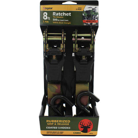 CargoLoc Camo Ratchet Tie Downs 84018 - 1 in x 8 ft. - 2-Pack