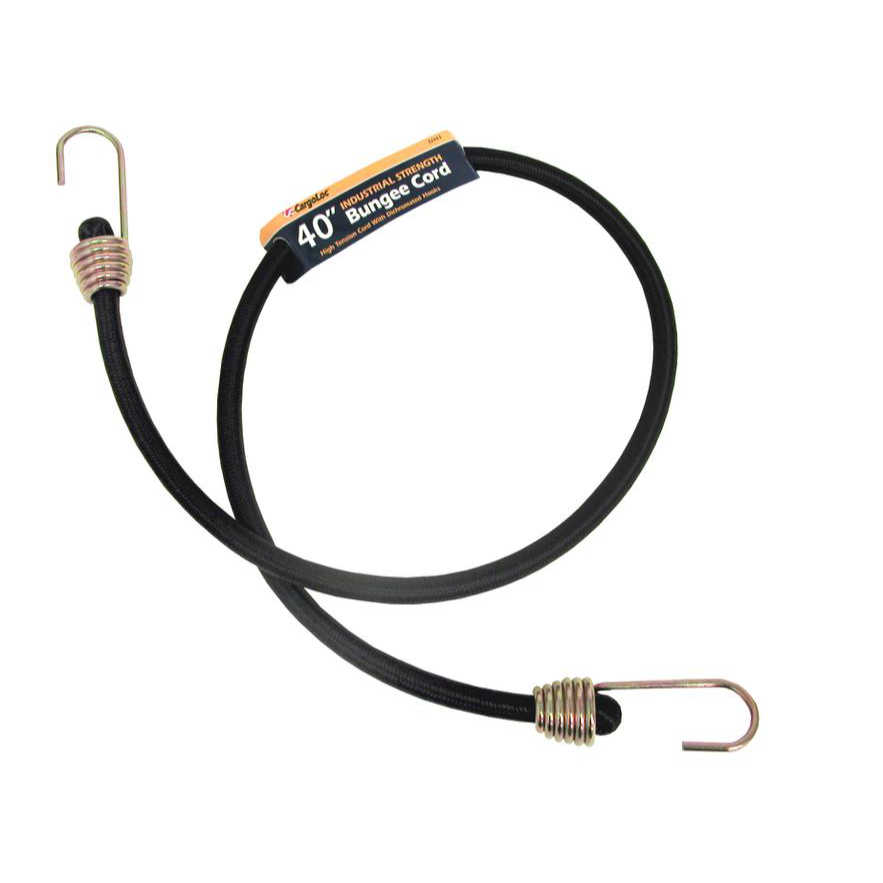 CargoLoc 40" Industrial Strength Black Bungee Cords with Dichromte Steel Hooks - 10 Pack